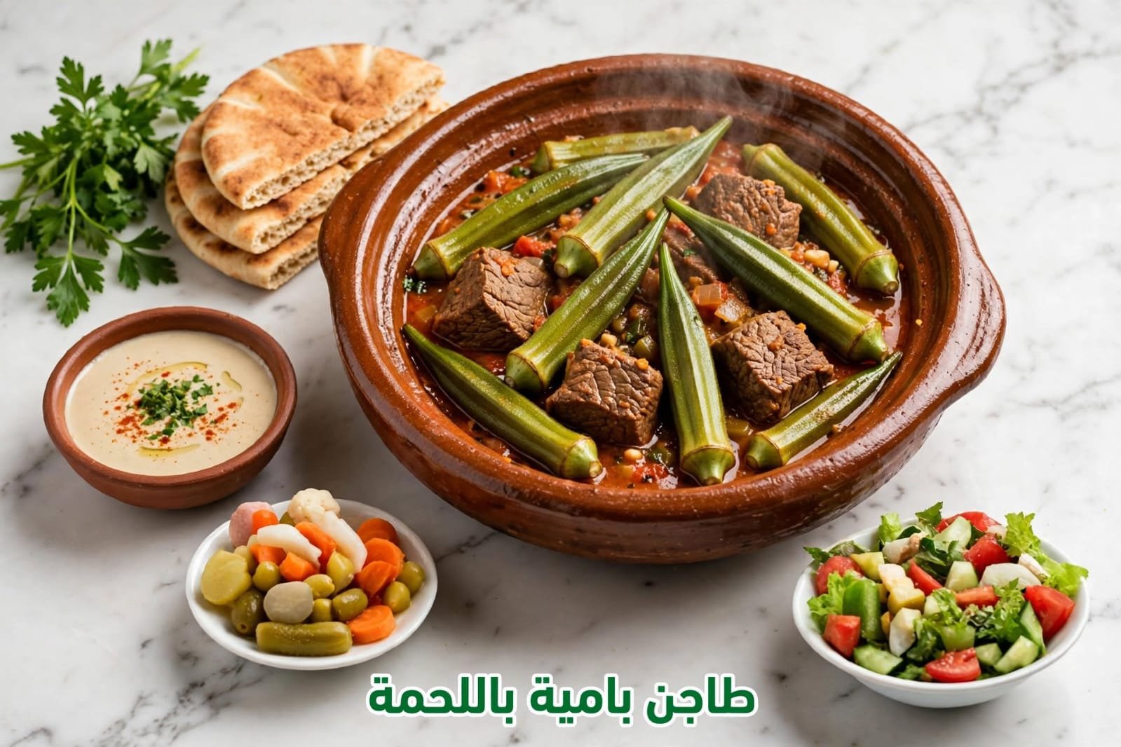 طاجن بامية بالحمة